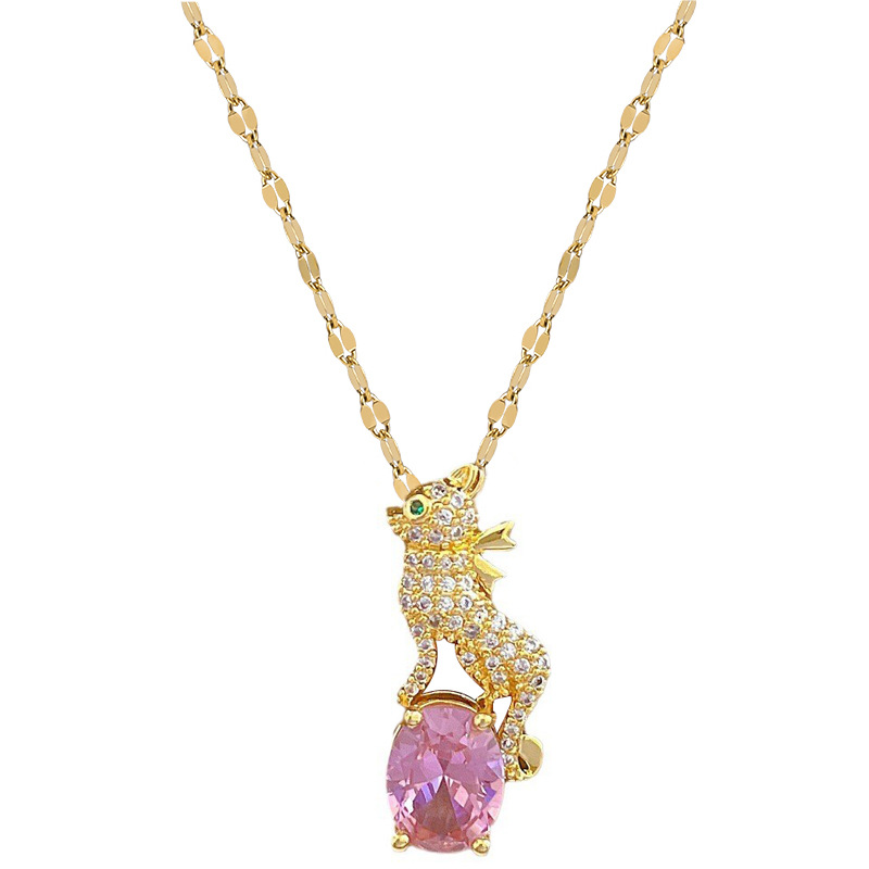 Titanium Steel Leopard Necklace With Full Diamond For Women_voghion.com