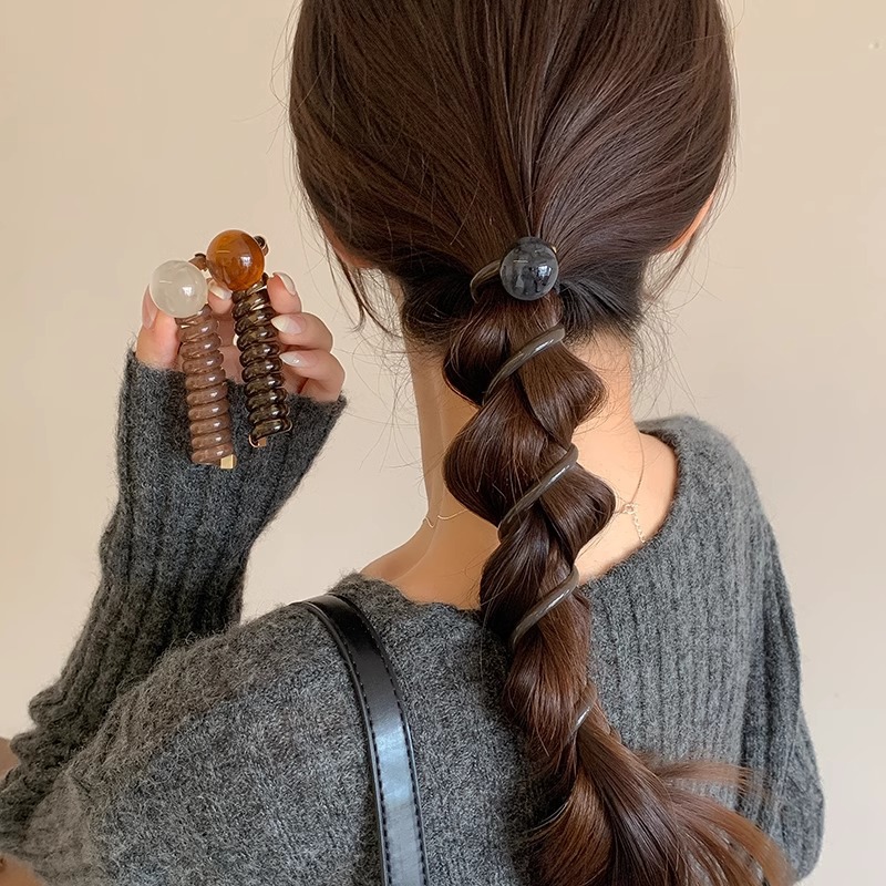 Trenza de burbuja de color café, artefacto de cabello trenzado, cuerda para la cabeza, lazo para el cabello femenino, línea telefónica, lazo para el cabello, temperamento, cola de caballo, cuerda para el cabello, banda de goma, accesorios para el cabello