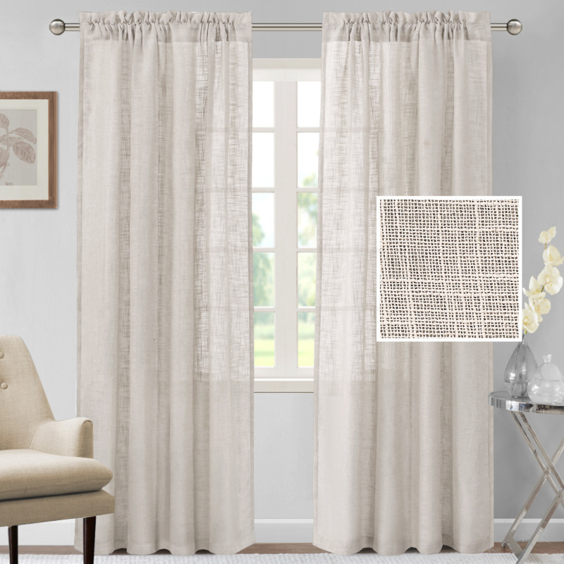 Cross-border Amazon hot sale modern simple sound insulation solid color finished curtain coarse linen window screen Rod Cross-border Amazon hot sale modern simple sound insulation solid color finished curtain coarse linen window screen Rod