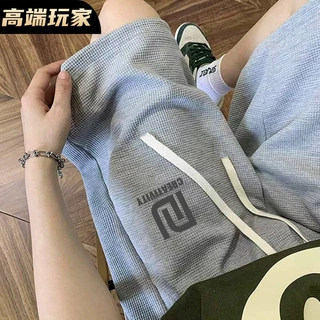 定制华夫格休闲短裤男款夏季宽松大码直筒大码潮流五分裤子运动裤