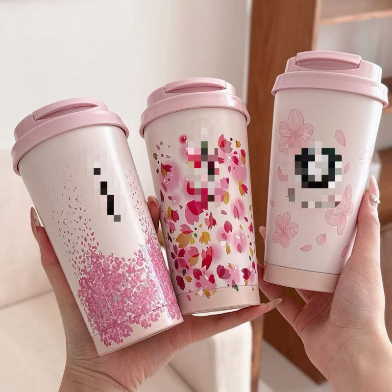 星爸樱花世界咖啡杯304不锈钢高颜值保温杯大容量车载水杯500ml|undefined