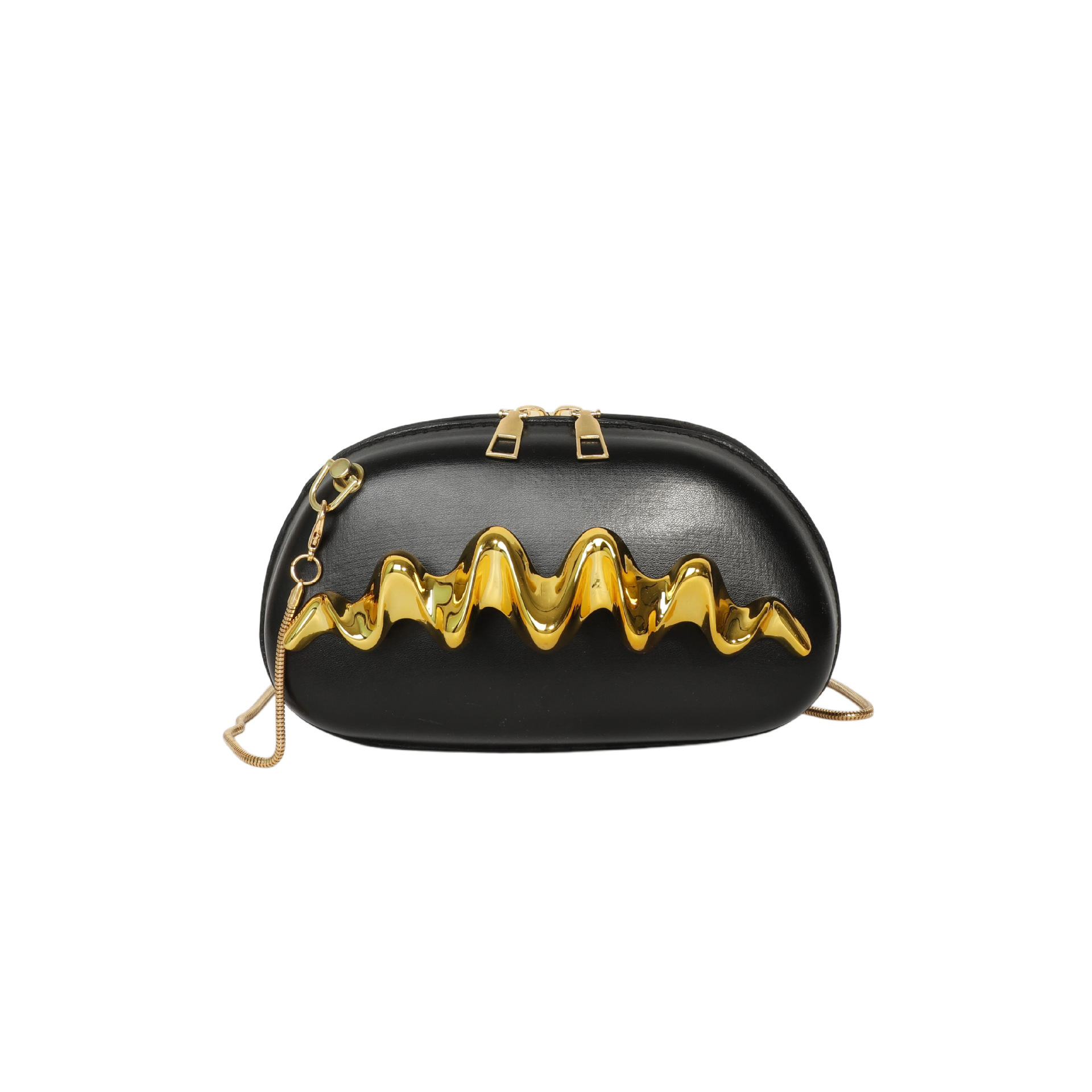 Personalidad transfronteriza ondulada mano mano bolsa de cena mujer 2025 nueva moda cadena bolsa de hombro bolsa de caja diagonal