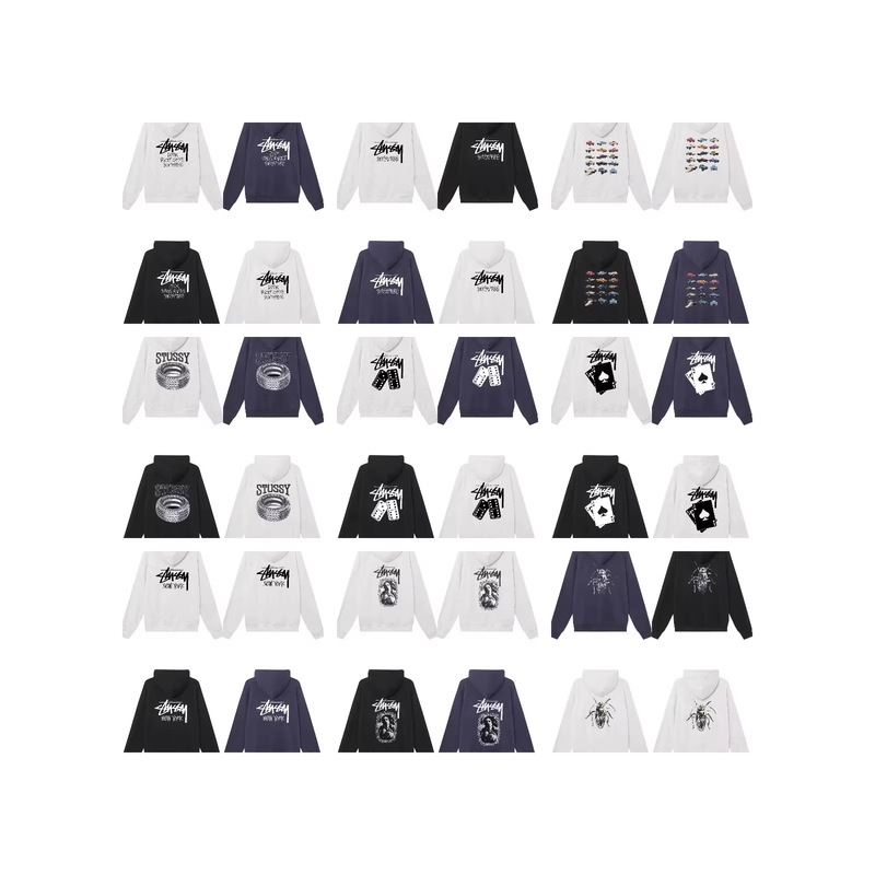 Cross-Border Stussy Stus New High-Quality Heavyweight Loose Casual Long-Sleeve Screen-Printed Unisex Hooded Sweatshirt