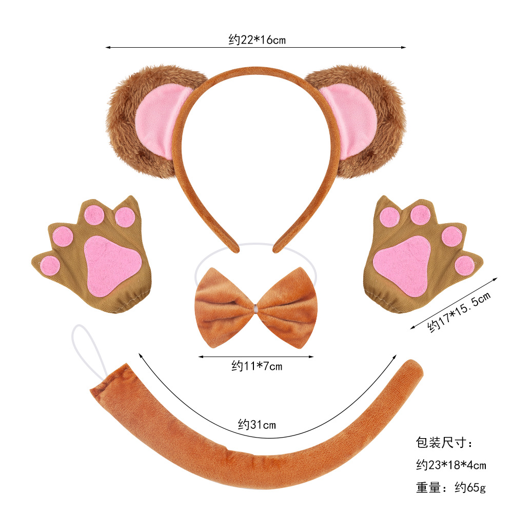 Diademas de animales y orejas de mono o oso, accesorios para disfraces y fiestas de Halloween, modelo transfronterizo