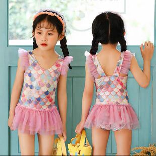 Children's Swimsuit Girl Princess Swimsuit Small, Medium and Large Children Infants Mermaid Cute Baby Hot Spring Swimsuit