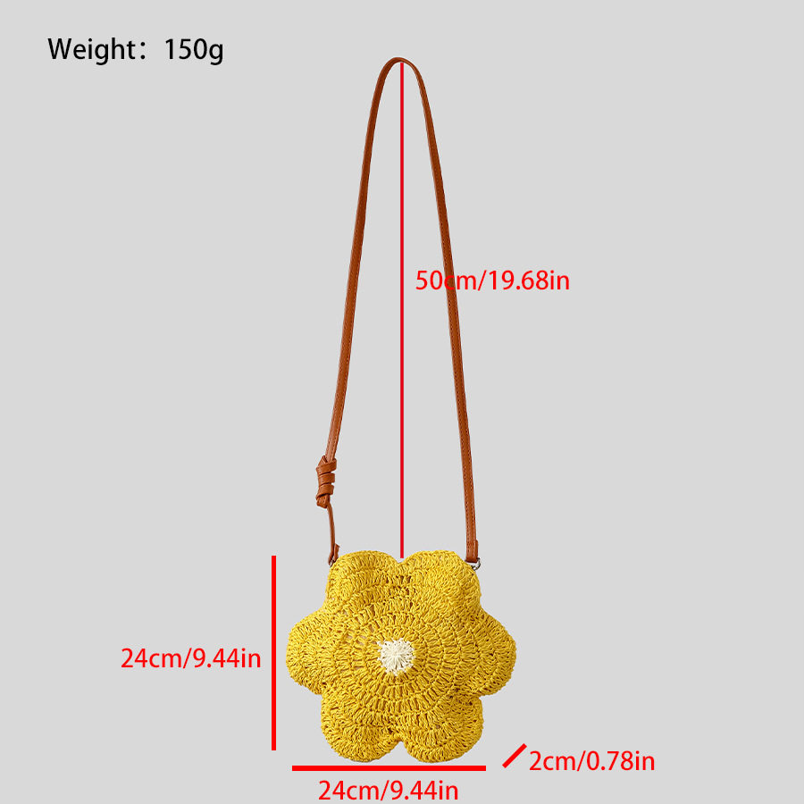153g Weight Weave Fashion Element Magnetic Buckle Closure Type Single Shoulder Strap Strap Type Straw Bag Bags Type Casual Occasion Paper Material Flower Pattern Spring&Summer Season Women's Gender Cute Style Flower Shape Shape Small Size Women's Small Paper Flower Cute Weave Flower Shape Magnetic Buckle Straw Bag