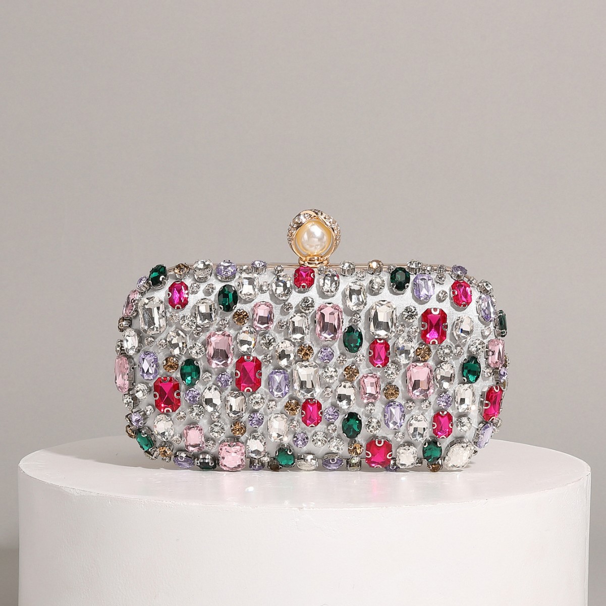Cross-Border Trending Colorful Evening Bag Fashion Party Clutch For Women Formal Gown Bag With Rhinestones European And American Style Party Bag - Thumbnail 4