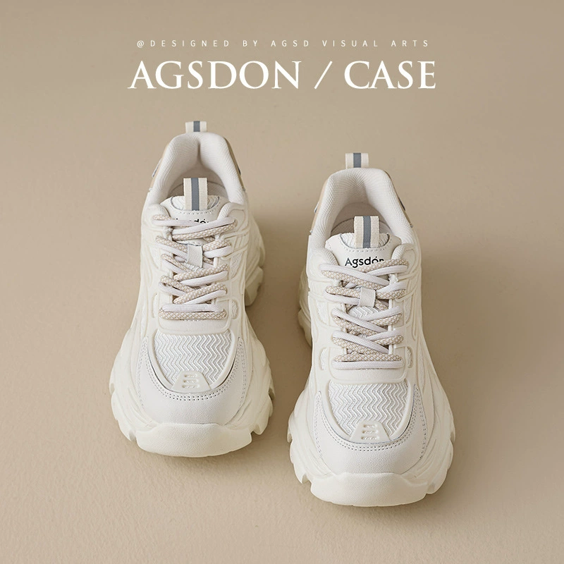 Женские кроссовки Augu Shiden 2025: Новинка осени, на толстой подошве, модные, ретро, белые, повседневные