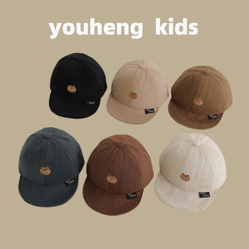Sombrero de lengua de goma suave para bebés coreanos primavera y otoño lindo oso bordado sombrero de tapa suave para bebés bebés sombrero de béisbol otoño