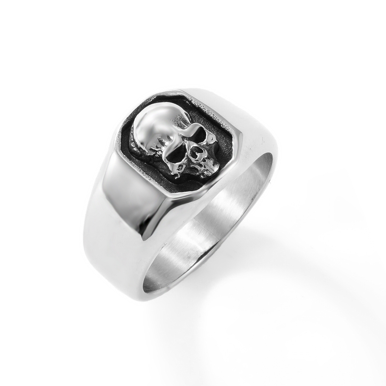 Steel Warrior Skull Stainless Steel Ring Punk Ring Cross-Border European and American Men's Titanium Steel Glossy Hip-Hop Wholesale