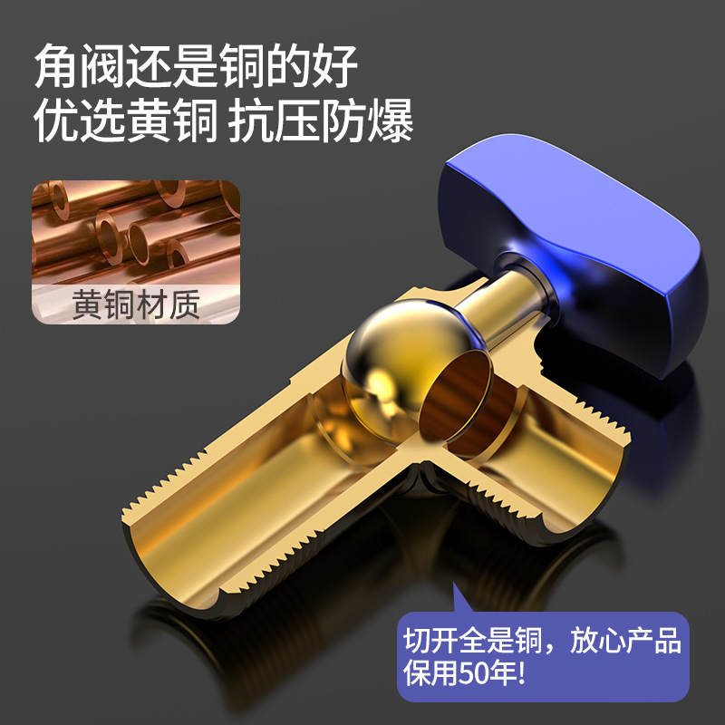 全銅ボールバルブ、ボールコア全開、大流量アングルバルブ、温水・冷温水ガス給湯器専用バルブ、3バルブ、4点ユニバーサル|undefined
