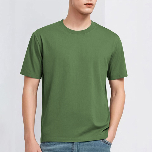 2025 Summer Pure Cotton Short Sleeve T-Shirt for Men, Simple and Versatile Round Neck Top, Half Sleeve Solid Color T-Shirt