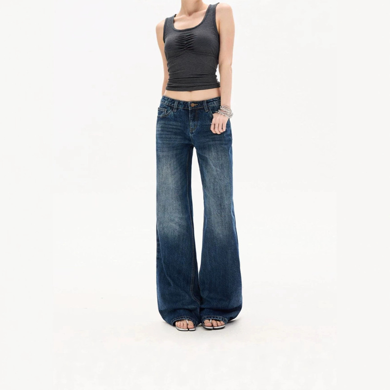 Hot Girl American Style Low-Waist Casual Wide-Leg Jeans for Women, 2026 Summer New Vintage Loose Youthful Straight-Leg Trousers Hot Girl American Style Low-Waist Casual Wide-Leg Jeans for Women, 2026 Summer New Vintage Loose Youthful Straight-Leg Trousers