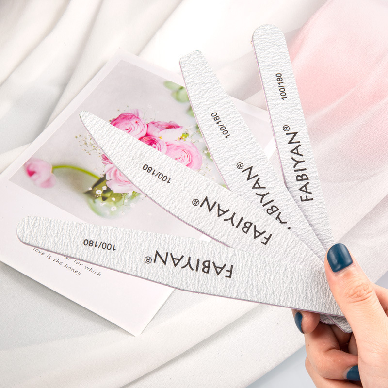 美甲工具指甲锉 灰白紫心长圆形菱形半圆形柳叶形双面打磨砂条