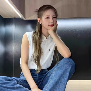 现货RL拉夫劳伦小标战马无袖马甲衬衫polo领气质上衣女休闲百搭