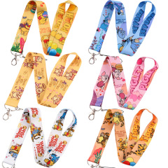 Childhood cartoon cute bear mobile phone lanyard Work ID bus card U disk mobile phone tag key chain lanyard