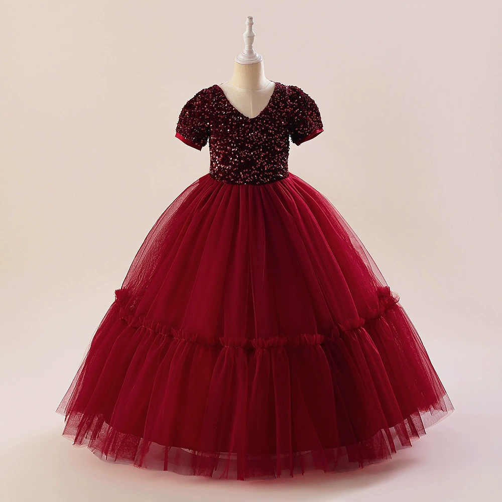 Трансграничные новые детские платья принцессы юбки европейские и американские девушки блестки сетка пряжа юбка детский день рождения банкетное платье