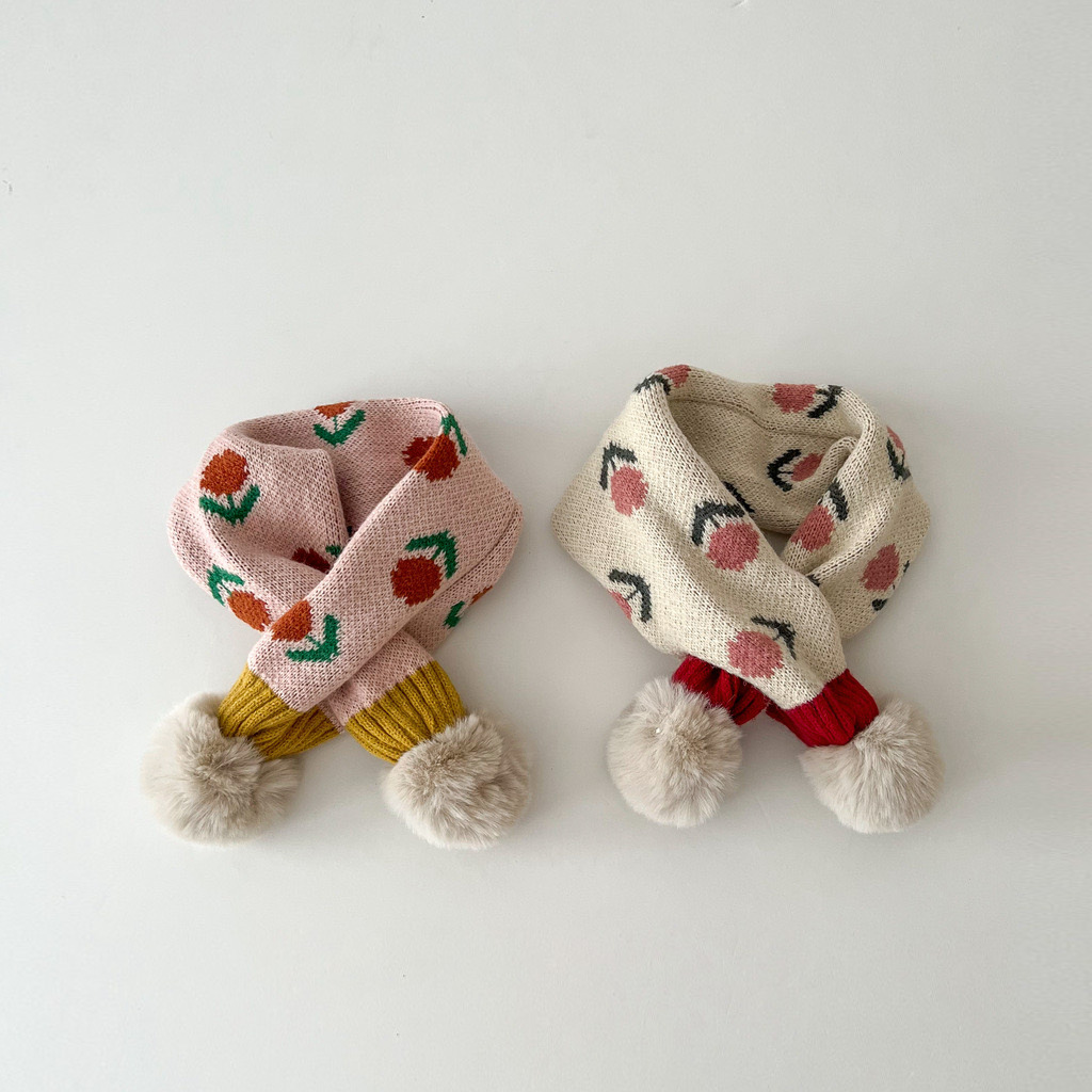 Children's scarf winter fashion ins cute flower knitted warm baby bib_voghion.com