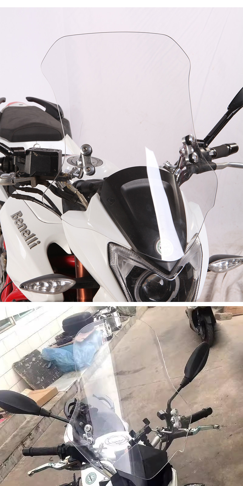 New Model Men's Motorcycle Front Windshield, Universal for Suzuki, Plexiglass Street Bike Modification, Honda-Specific Windscreen