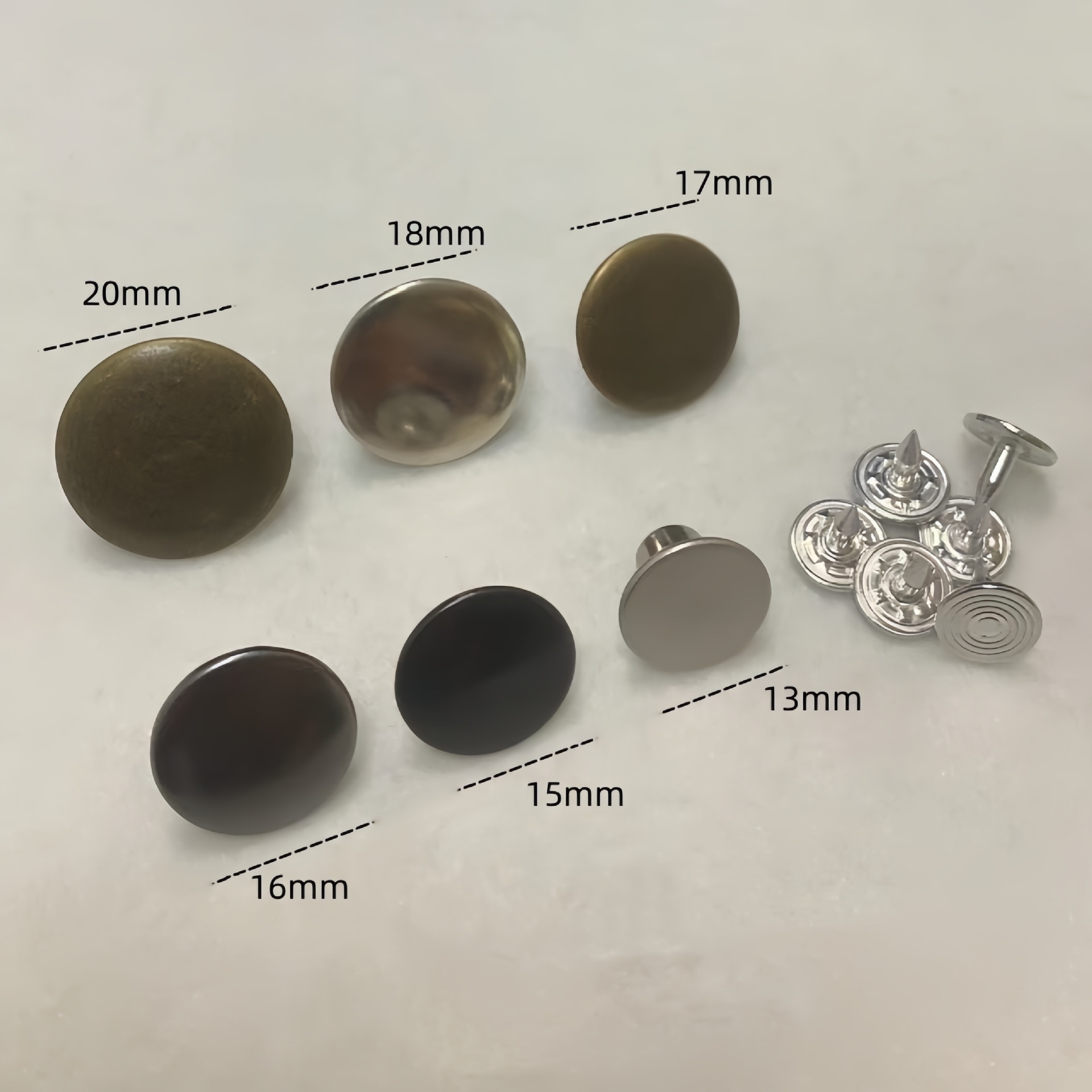 金属铜光面牛仔衣裤摇头工字扣免打孔背带外套扣二合钮扣