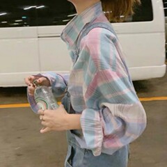 格子のシャツの女性はとても仙人の洋気の上着の春夏の新型の少女のピンクの日焼け止めの長袖のコートです。