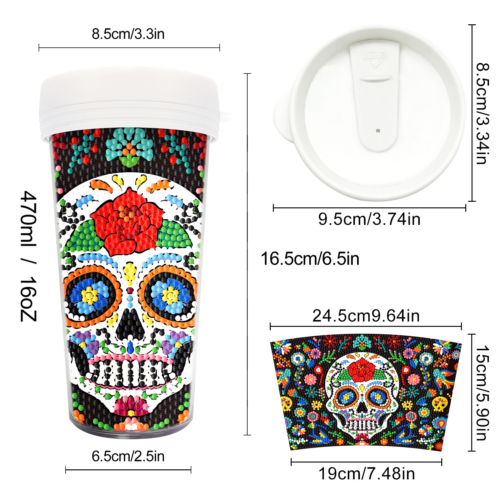 Pintura de diamantes seleccionada nueva taza de bricolaje pintura de diamantes completa etiqueta de artesanía de diamantes botella de agua para beber distribución al por mayor