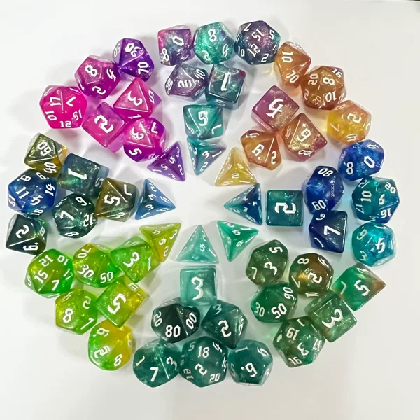 7 New Font Two-Color Chameleon Polyhedral Dice Digital DNDdice Game Run Group Chromo ebay Walmart