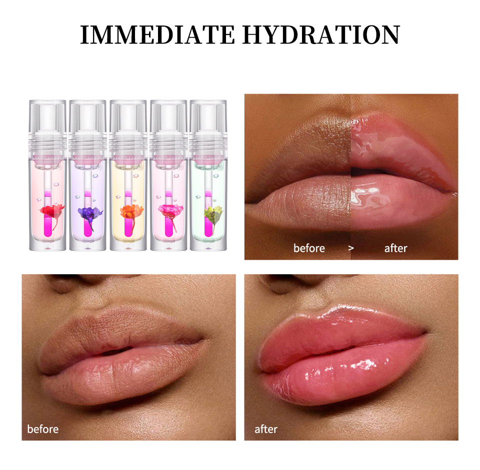 ibcccndc Flower Lip Moisturizer 5-bottle Set Transparent Dudu Lip Gloss Item Picture