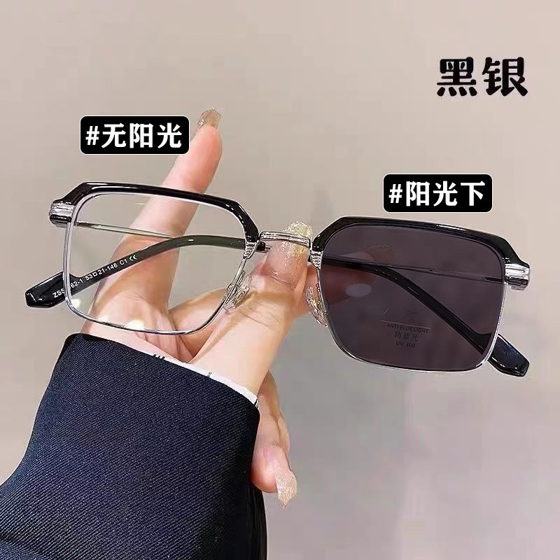 复古眉毛男款大框防蓝光老花镜阅读感光变色老视镜开车批发时尚|undefined