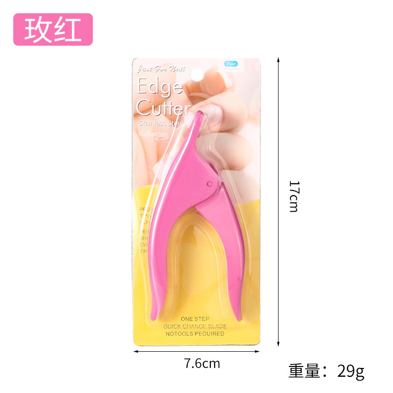 Tijeras para uñas de una línea de acero inoxidable en forma de U, cortador para extensiones de fototerapia DIY, con herramienta de formación.