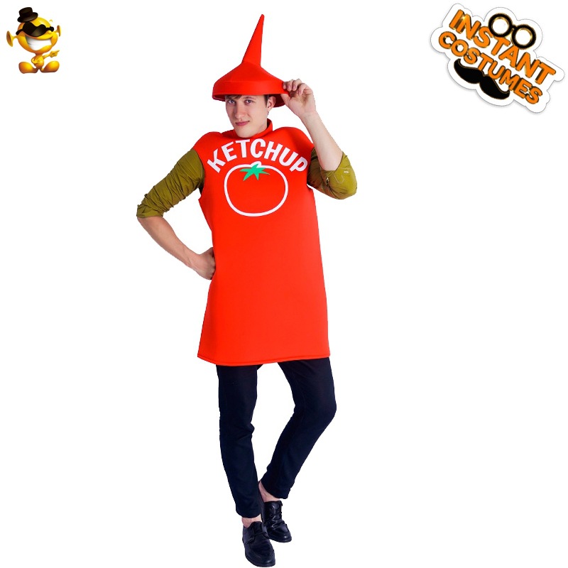 Adultos hombres y mujeres pareja Halloween tomate salsa Cosplay traje etapa traje mascarada parodia