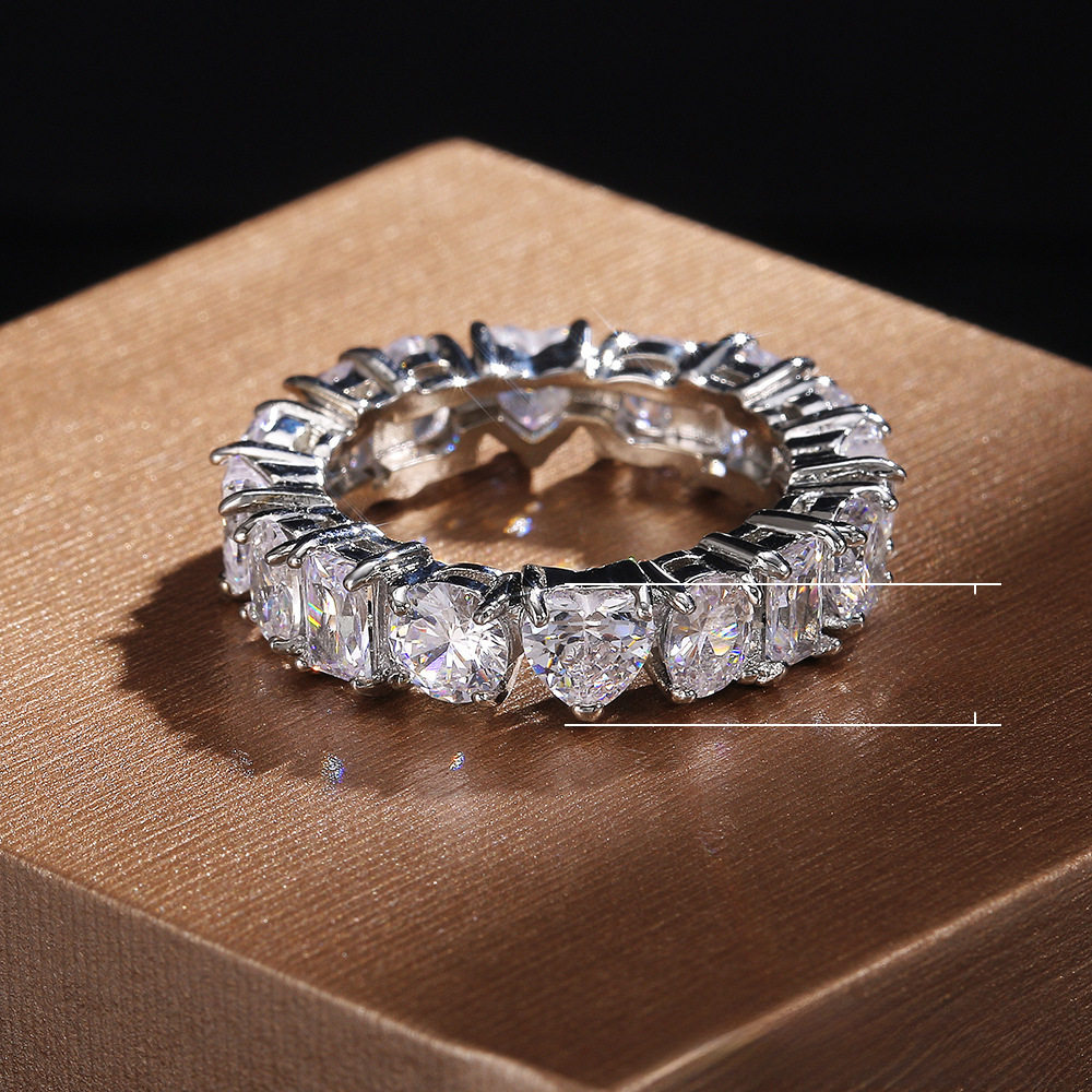 Unisex mood ristkülikukujuline südamekujuline tsirkoonsõrmus naistele liialdatud täisringikujulise paari ehetega_voghion.com