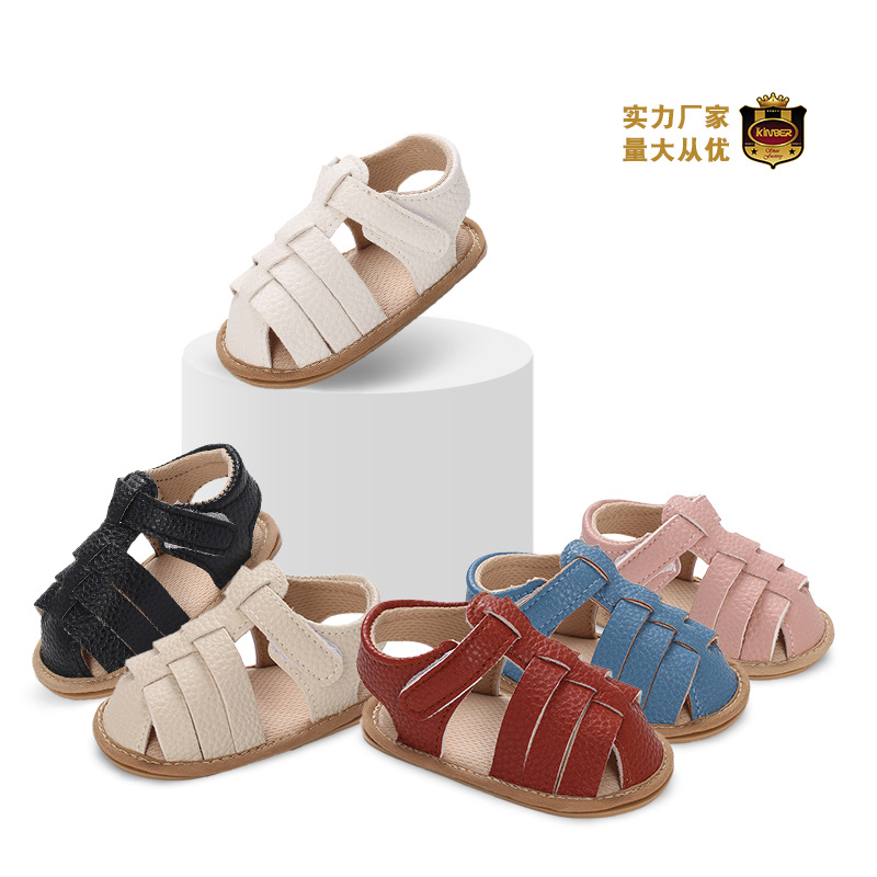 宝宝一岁凉鞋皮PU婴儿鞋夏季学步鞋魔术贴防滑步前鞋软底鞋休闲
