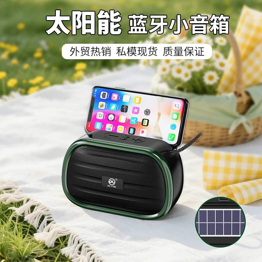 Solar-Powered Bluetooth Mini Speaker, Popular in Foreign Trade, Huaqiangbei Audio Equipment, Supports Card Insertion for Calls, Lighting, and Outdoor Lawn Use
