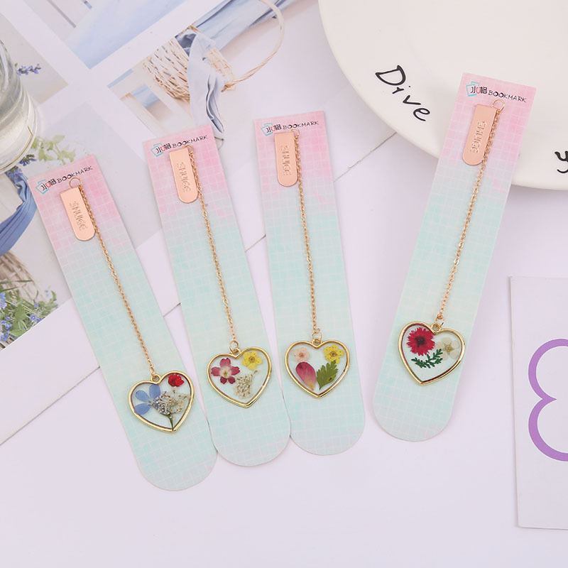 Crystal Heart Flower Series Bookmark Little Fresh Student Book…