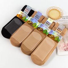 天鵝絨水光透膚短絲襪春秋款腳底加棉防滑吸汗寬鬆口短絲襪子批發