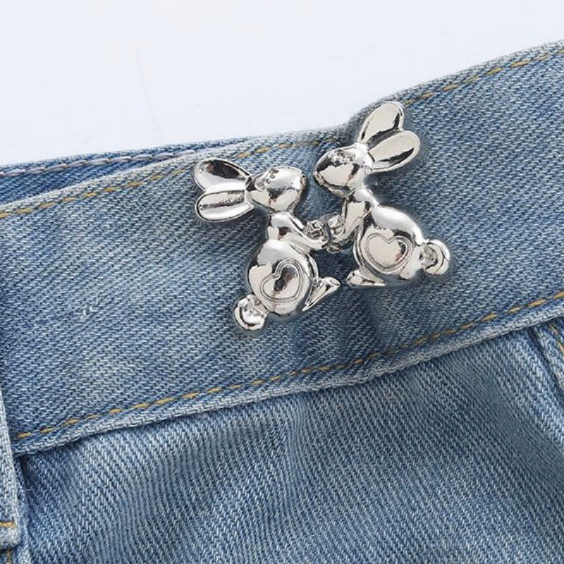 Nail-Free Removable Waist Buckle Pair, Flat-Bottom Seamless Buttons for Pants & Skirts, Assorted Designs