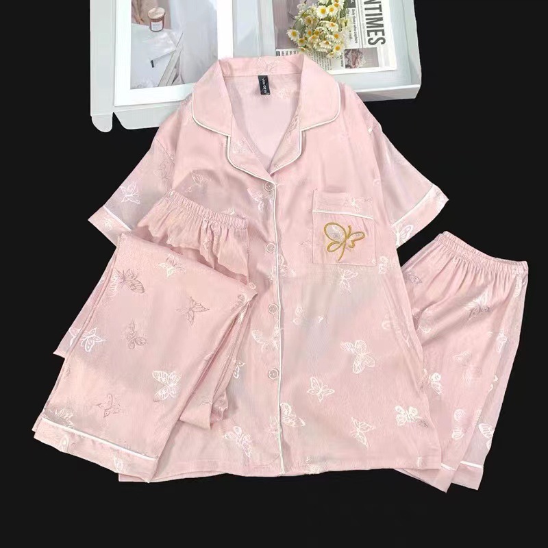 [가슴패드 포함 3종세트] 핑크나비 자수