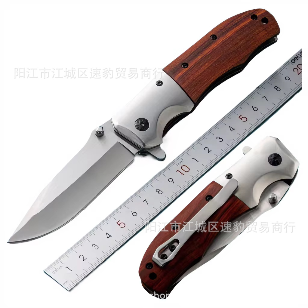 跨境热销刀具水果小刀木+钢头手柄不锈钢折刀厂家直销批发刀具