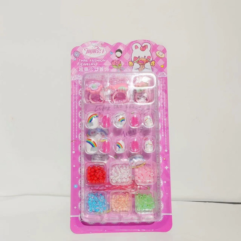 Dibujos animados linda chica pegatinas de uñas joyería de princesa pulsera hecha a mano collar con cuentas pegatinas de uñas para llevar horquillas para niños