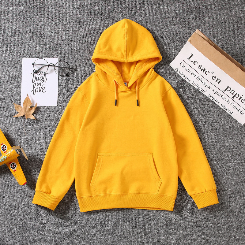 2024秋冬季亲子装男女童纯色儿童连帽加绒卫衣长袖班服定制印logo