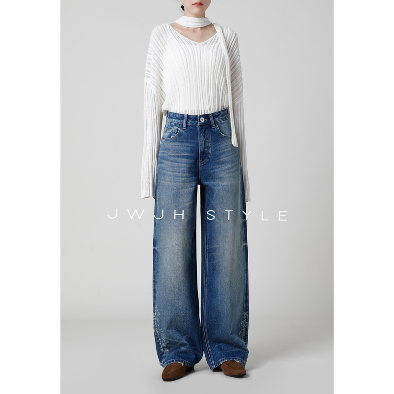 Fashionable High-Waisted Wide-Leg Jeans |   Loose and Slim Straight-Leg Floor-Length Pants for Women [Autumn and Winter 2025]
