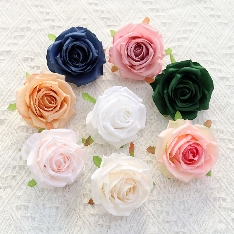 Wholesale 9cm simulation corolla rose flower head photography flower row wall flower arrangement decoration cross-border floral design