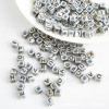 Square plastic acrylic beads with letters, beaded bracelet handmade, 6mm