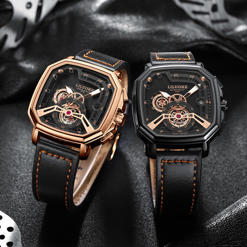 One-Time Deal: LILUOKE Men's Watch, Night Light, Waterproof, Square, Cross-Border, Wholesale for Men