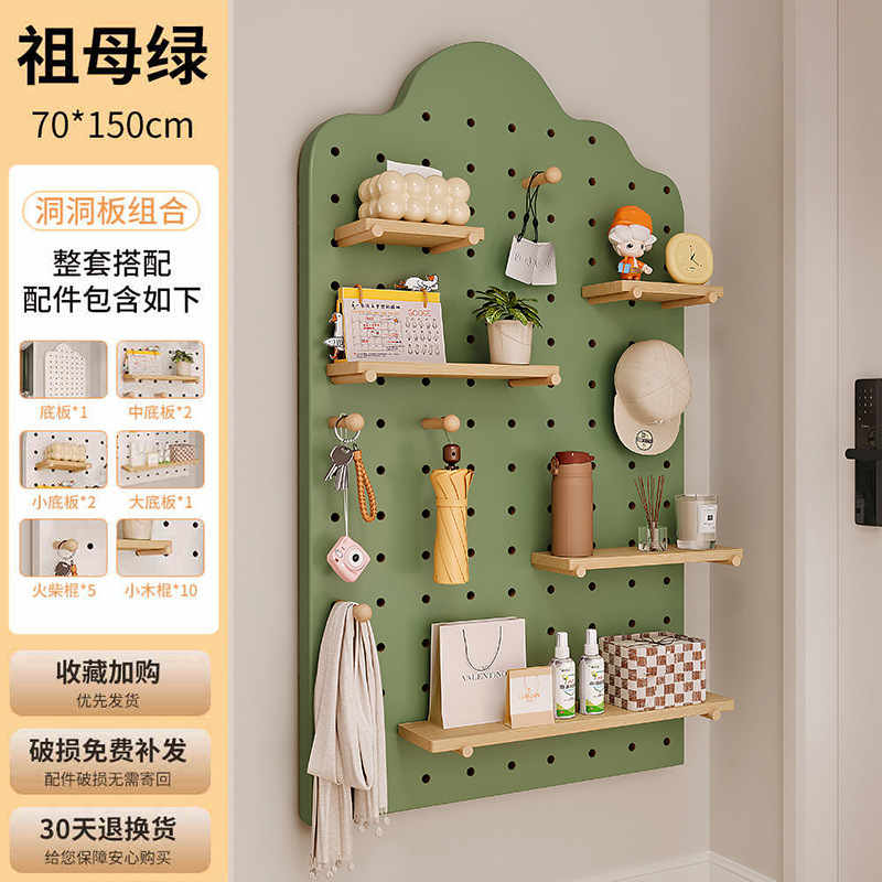 Estandarte de exhibición de almacenamiento en pared de madera de mesa doméstica con agujero redondo de agujero de placa