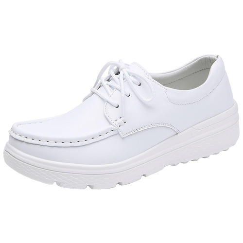  Nurse Shoes Women's Soft Bottom White Black Work Shoes Flat Bottom Comfortable Lightweight Breathable Cross-border Casual White Shoes 
