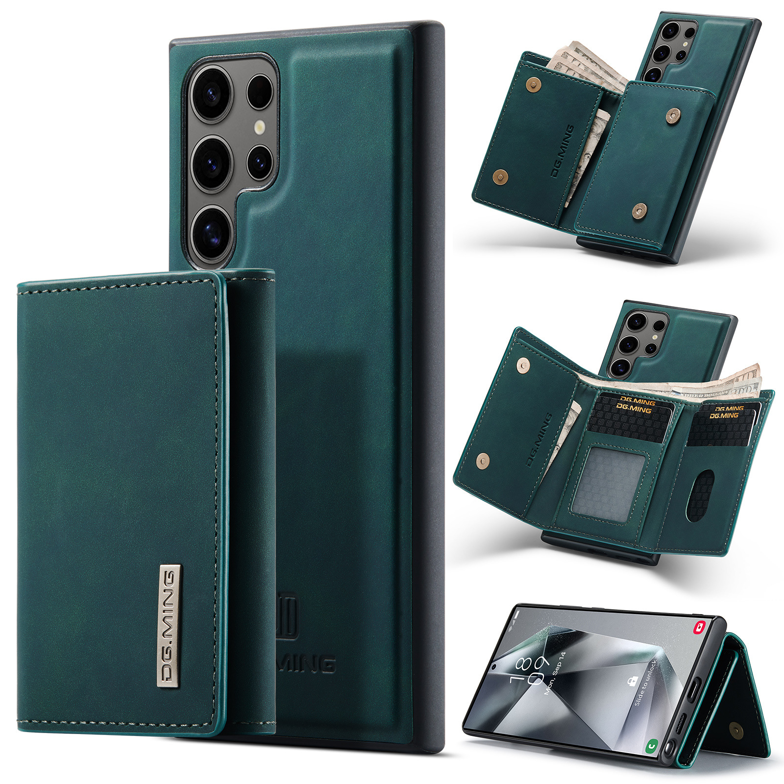 M1 für Samsung S24 Ultra Multifunktions-Geldbörsen-Schutzhülle S23 Ultra Magnetische geteilte Geldbörsen-Lederhülle_voghion.com