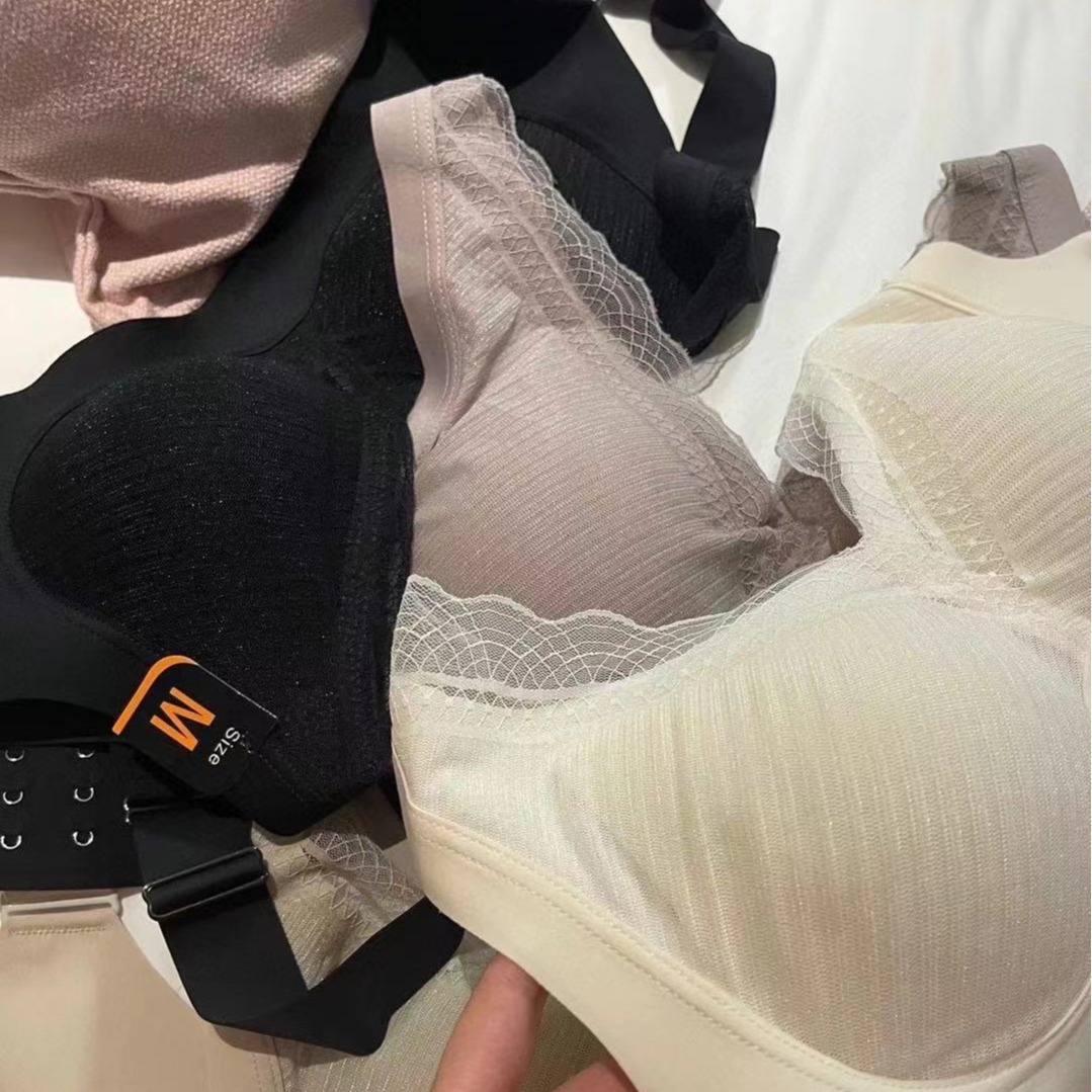 Calidad anti-gravedad de la ropa interior de látex de las mujeres sin costura amplia correa de hombro push up ajustable Sujetador de encaje chaleco deportivo