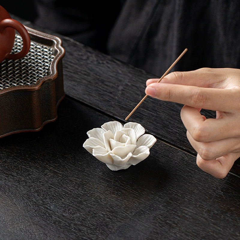 （） Incense Burner Ceramics Household Indoor Incense Plug Lotus Fragrance Stand Line Incense Base Incense Ornament Incense Ornament Incense Burner Tea Track